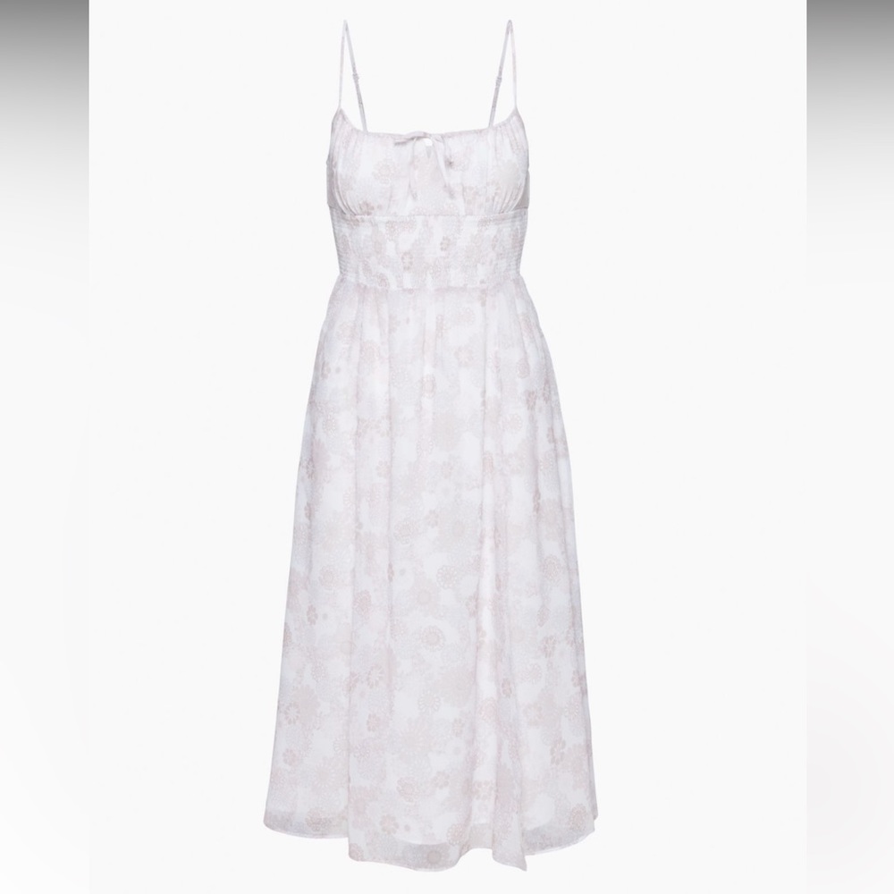 Aritzia Wilfred Genoa Midi Dress Tie Front Floral Light Pink / White